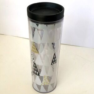 Starbucks Christmas Trees 2013 Silver Logo Gold Black 16 oz Tumbler BPA Free